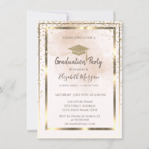 Invitación Splash acuático de marco de diamantes de oro