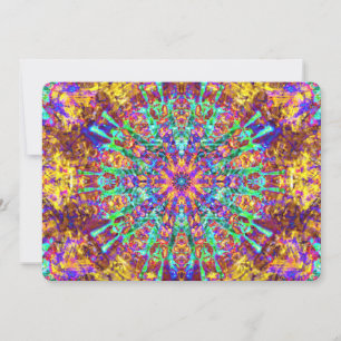 Invitación Splash de color hippie de Mandala trippy y psicodé