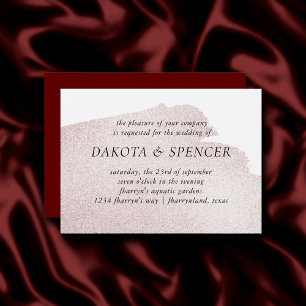 Invitación Splash de rojo   Elegante Boda de acuarela moderna