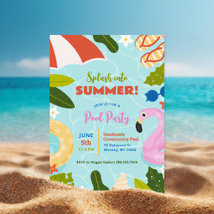 Invitación Splash en el Fiesta de la piscina de verano