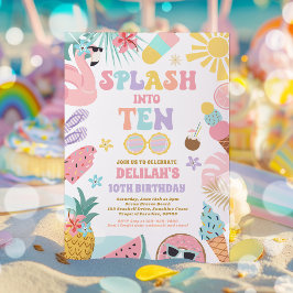 Invitación Splash en la décima fiesta de cumpleaños de la pla