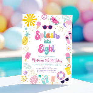 Invitación Splash en ocho Fiestas de piscina Chica Cumpleaños
