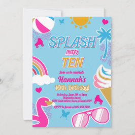 Invitación Splash en verano Chica de cumpleaños Fiesta de die