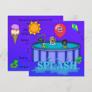 Invitación "Splash" Fiesta de billar octavo cumpleaños