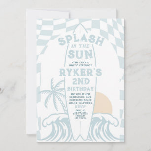 Invitación Splash In The Sun Modern Surf Surfboard Birthday