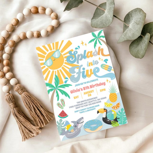 Invitación Splash Into Five Summer Party 5th Birthday (Subido por el creador)