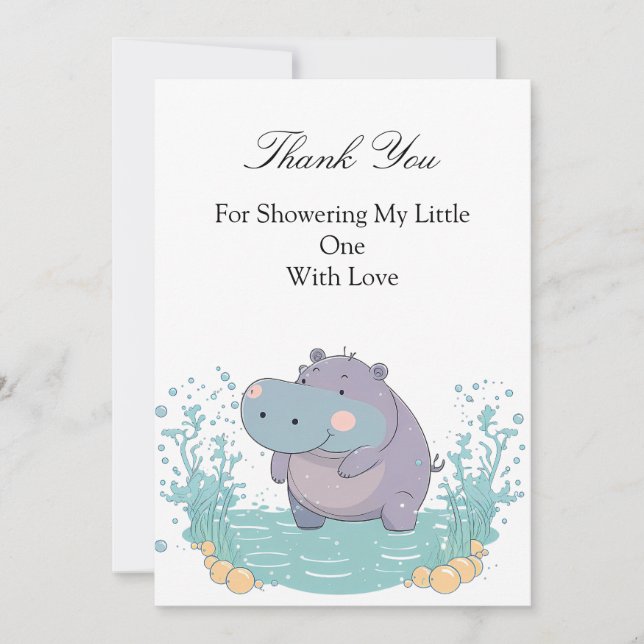 Invitación Splash of Joy, Little Hippo (Anverso)