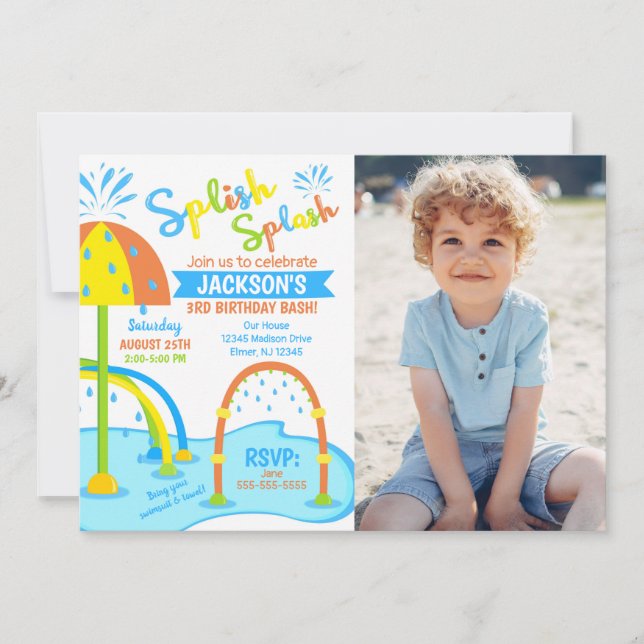 Invitación Splash Pad Birthday Photo Invitation / Water Park (Anverso)