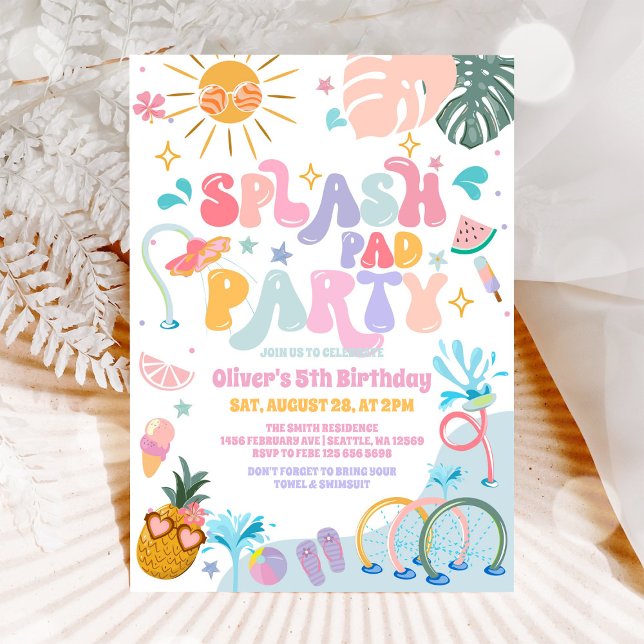 Invitación Splash Pad Party Pool Party Summer Birthday (Subido por el creador)