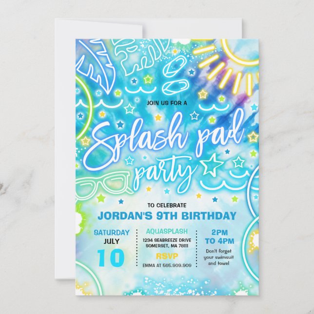 Invitación Splash Pad Waterpark fiesta de cumpleaños Brie de  (Anverso)