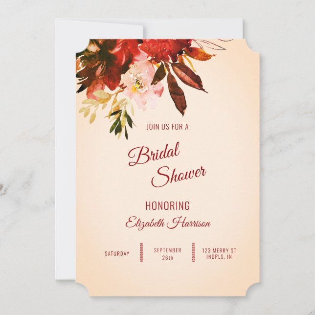 Invitación Splendor de otoño con flores de marfil (Anverso)