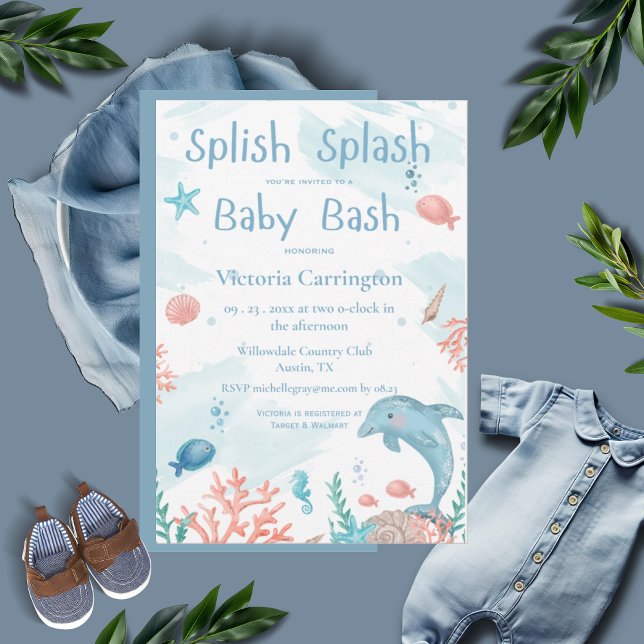 Invitación Splish Splash Baby Bash Ocean Fish Baby Shower (Subido por el creador)