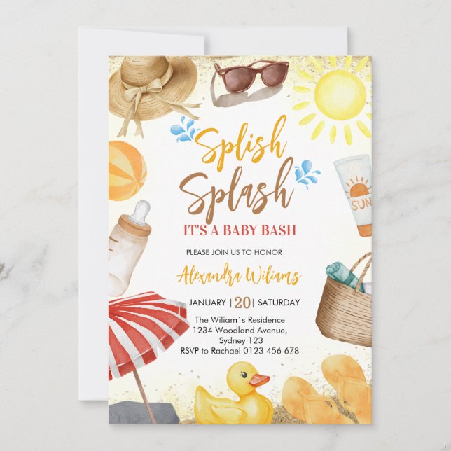 Invitación Splish Splash Baby Shower (Anverso)