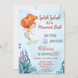 Invitación Splish Splash Bash Tema de la sirena cualquier eda