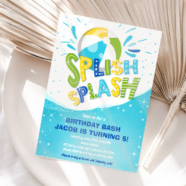 Invitación Splish Splash Birday Bash Boy Pool Fiesta