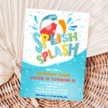 Invitación Splish Splash Birday Bash Boy Pool Fiesta<br><div class="desc">(H) ¡Una manera perfecta de invitar a sus invitados a la fiesta de cumpleaños de su pequeña! Para un fiesta de piscina.</div>