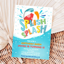 Invitación Splish Splash Birday Bash Boy Pool Fiesta