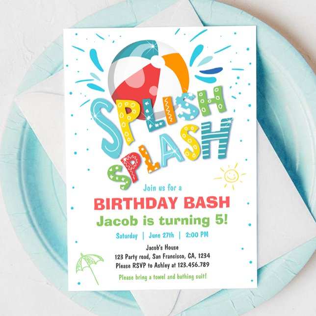 Invitación Splish Splash Birday Bash Boy Pool Fiesta (Subido por el creador)