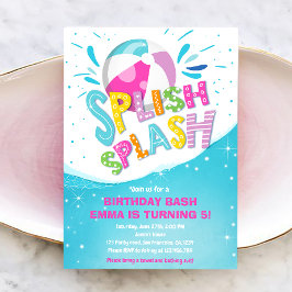 Invitación Splish Splash Birday Bash Chica Pool Fiesta