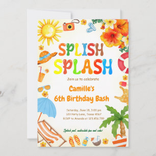 Invitación Splish Splash Birday Bash Pool fiesta