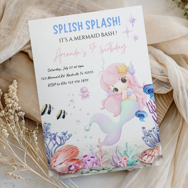 Invitación Splish Splash Birthday Party for Little Girl (Subido por el creador)