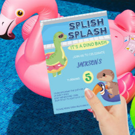Invitación Splish Splash Dino Pool Fiesta Cumpleaños