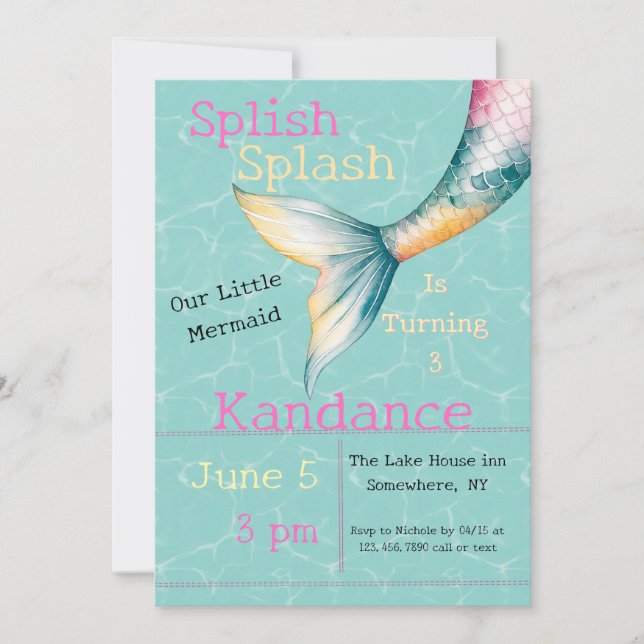 Invitación Splish Splash | Encantadora fiesta de cumpleaños d (Anverso)
