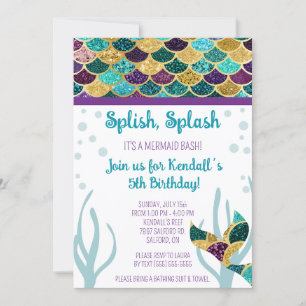 Invitación Splish, Splash, es una fiesta de cumpleaños de Mer
