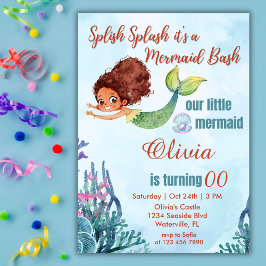Invitación Splish Splash Mermaid Bash Brown Cualquier cumplea