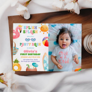 Invitación Splish Splash Nacimiento Bash Chica Fiesta foto