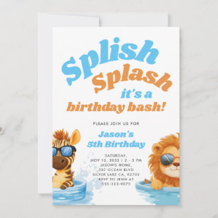 Invitación Splish Splash Pool Fiesta Boy Cumpleaños
