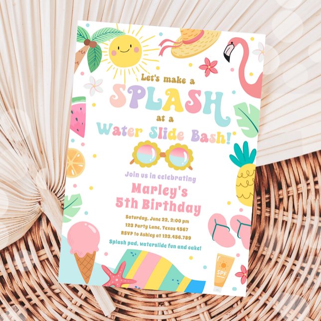 Invitación Splish Splash Pool Fiesta Water Slide Bash Cumplea (Subido por el creador)