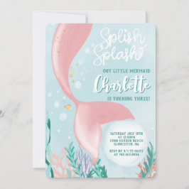 Invitación Splish Splash Sirmaid Cumpleaños bajo el Fiesta de