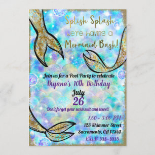 Invitación Splish Splash Sirvienta Bash Pool Fiesta Cumpleaño