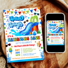 Invitación Splish Splash Waterslide Bash Boy Cumpleaños