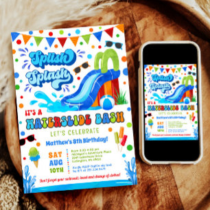 Invitación Splish Splash Waterslide Bash Boy Cumpleaños