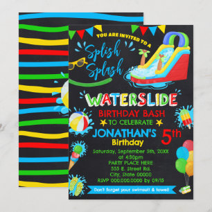 Invitación Splish Splash Waterslide Birday Color primario
