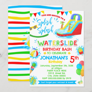 Invitación Splish Splash Waterslide Birday Color primario