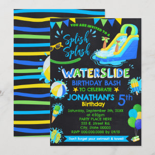 Invitación Splish Splash Waterslide Partido de Cumpleaños Ver
