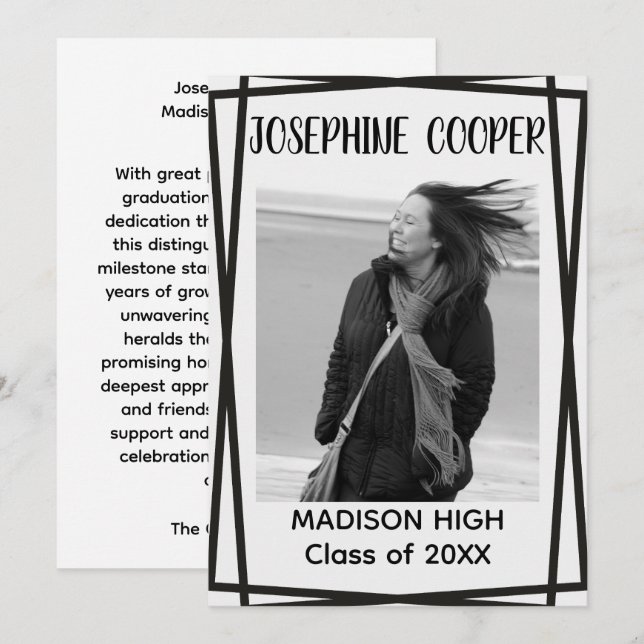 Invitación Split Border Graduation Photo Letterpress  (Anverso / Reverso)