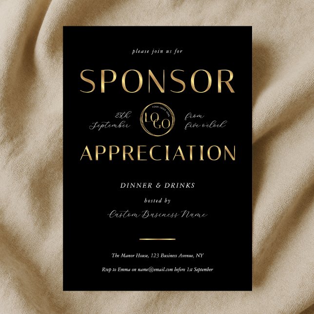 Invitación Sponsor Appreciation Black & Gold Logo Corporate (Subido por el creador)