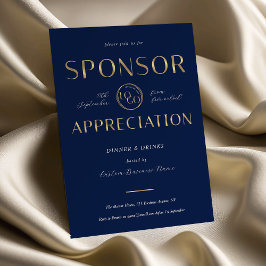 Invitación Sponsor Appreciation Navy & Gold Logo Corporate