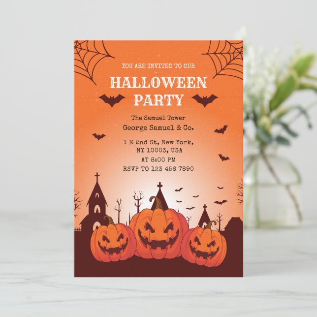 Invitación Spookkin Pumpkin Palace Halloween (Anverso de pie)