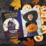 Invitación Spooktacular Birthday KIds Halloween with Photo<br><div class="desc">Invite your son or daughter's party with this spectacular children's birthday invitation for Halloween time,  with a haunted house theme,  this cute design is ideal for making your children's party spooktacular!! Don't think about it and buy it now.</div>