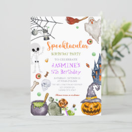 Invitación Spooktacular Black Naranja Halloween Birday Party