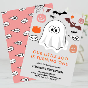 Invitación Spooktacular Cute Ghost Halloween 1º cumpleaños