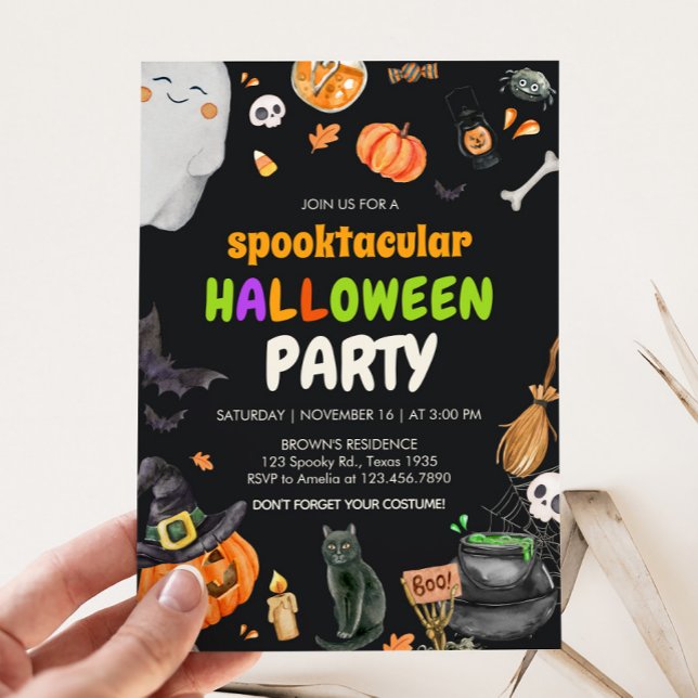 Invitación Spooktacular Cute Kids Costume fiesta de Halloween (Spooktacular Costume Halloween Party Invitation)