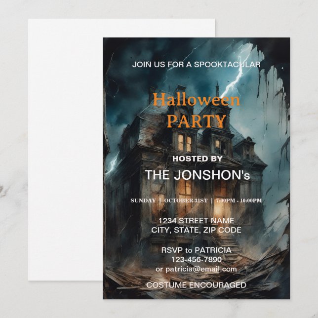 Invitación Spooktacular Dark Halloween Party I (Anverso / Reverso)