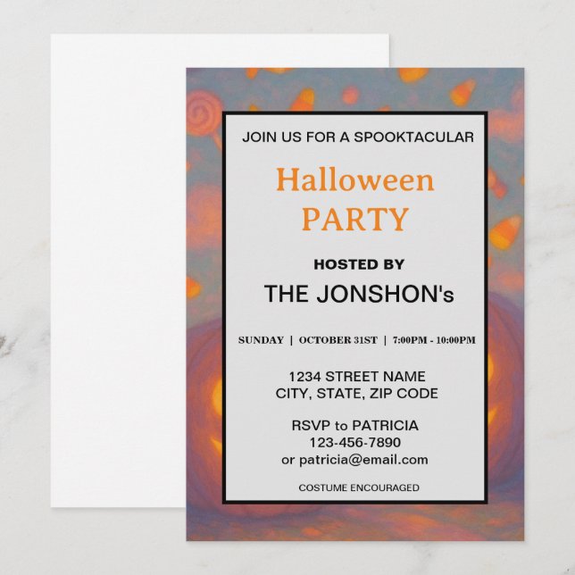 Invitación Spooktacular Dark Halloween Party I (Anverso / Reverso)