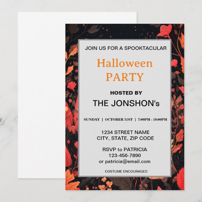 Invitación Spooktacular Dark Halloween Party I (Anverso / Reverso)